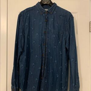 Old Navy Blue floral Denim Shirt